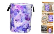 Laundry Basket,Blue Butterfly Laundry Hamper Purple Lavender Collapsible
