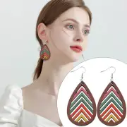 Bohemian Geometric Hollow Teardrop Shaped Colorful Earrings Double Sided Wooden