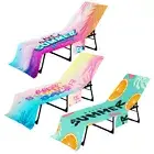 Pool Chair Towel with Side Pocket Chaise Lounge Towel Cover for Beach