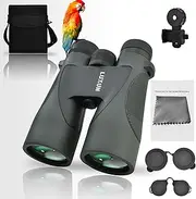 [LUXUN] 12 x 50 HD Compact Binoculars for Adults Children, Waterproof Binoculars with Smartphone Adapter Carry Bag, 20 mm Large Eyepiece Hunting Binoculars with FMC Coating & Premium BAK4 Prism Lens
