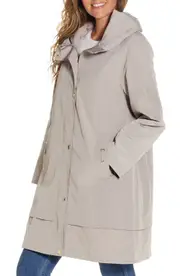 Gallery Water Resistant Hooded Rain Coat in Pebble at Nordstrom, Size Large