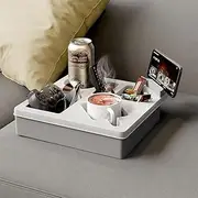 Couch Cup Holder Tray, Silicone Sofa Couch Caddy for Bed Seat Beach Organizer, Waterproof Sofa Cup Holder with Phone Stand for Drinks, Cups, Snacks, TV Remotes, Glasses and More (White)