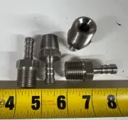 Lot of 4) Push-On Adapter 3/8" Hose Barb x 1/2" Male NPT 304 SS Hex DudaDiesel