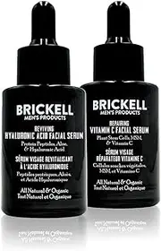 [Brickell Men's Products] Day and Night Serum Routine - All Natural and Organic (Unscented)