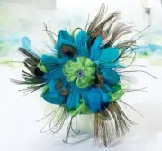 Peacock Feather Wedding Bouquet By Lillian Rose 9” Colorful Well Made