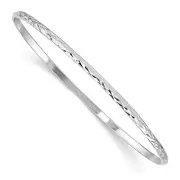 .925 Sterling Silver Rhodiumed Diamond Cut Slip-On Child's Bangle 5"