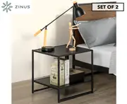 Zinus Modern Studio Collection Set of Two Bedside Tables | Night Stands | Side Tables - Black