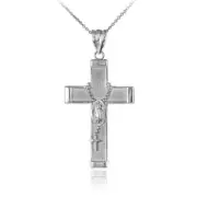 Sterling Silver Latin Cross Guadalupe Rosary Pendant Necklace