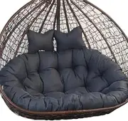 Double Outdoor Hanging Egg Chair Swing with Dark Grey Cushion, Two Seater Hammock Chair, 2 Seater Basket Chair, 170X120CM