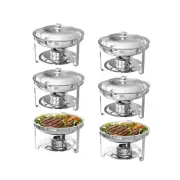5QT Round Chafing Dishes Buffet Set 6 Pack, Stainless Steel Food Warmers with...