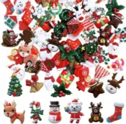 80Pcs Christmas Resin Flatback Slime Charms, Kawaii Snowman Reindeer