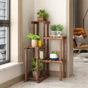 Fin Flower Planter Pot Plant Stand 6 Tiers Corner Carbon Wood Stand Storage Shelves