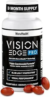 Vision Edge Pro Eye Supplement for Athletes; Formula with Lutein, Zeaxanthin, and Meso-Zeaxanthin, Eye Supplements Omega 3, Essential Carotenoids for Eyes - (90 Softgels, 3 Month Supply)