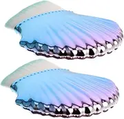 SHERCHPRY 2Pcs Small Foundation Brushes for Loose Powder Ergonomic Shell Design Makeup Brushes Lightweight Blush and Nail Dust Cleaning Tools for Women Travel Friendly