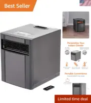 1500W Portable Space Heater with Remote Control & Adjustable Thermostat - Black