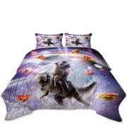 Crazy Space Art Funny Cat on a Llama on a Dinosaur Coverlet