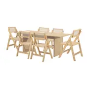 Oikiture 7PCS Dining sets 180cm Rectangular Table with Chairs Foldable Natural