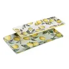 Ceramic 14inch Rectangular Serving Platter Set of 2 for Serving Salad Pasta Chee