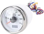 2 52mm Tachometer Gauge, 7 Color Backlight Tachometer Tacho Gauge Meter with Hour Meter, DC 9-32V 7000RPM RPM Gauge Meter for Truck Tractor Car RV Boat (White Dial Silver Cover