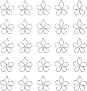 [uxcell] 50 Pcs Hollow Flower Charm Open Bezel Frame Pendants for Resin Earring Jewelry Making Necklace Bracelet Accessories DIY Crafts, Silver Tone