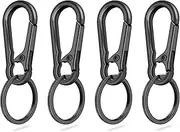 [CooBigo] Metal Keychain Rings, Key Ring Chain Holder Organizer for Purse Charm Hook, Car Keychain, Men and Women Key Fob, A 4pack Black