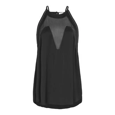 Reiss NWT Adara Black Illusion Sleeveless High Neck Halter Top Blouse Size 4 NEW