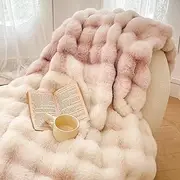 UGFJMN Luxury Plush Blanket - Super Soft Fluffy Blanket Cozy Fuzzy Throws for Sofas Large Faux Fur Throw Blanket Lightweight Blankets Warm Sofa Throw for Sofas Couch Bed (200x230CM,Pink)