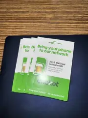Cricket Wireless 5G BYOP SIM Card 3 in 1 Standard / Micro/ Nano Sizes