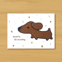 在飛比找Yahoo!奇摩拍賣優惠-手工卡片：俏皮臘腸狗 - 生日卡