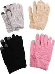 [Generic] Touchscreen Gloves for Winter Full Finger Warm Gloves with Insulation and Antislip 4 Pairs