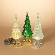 Christmas Tree snow globe lighted water lantern- silver/clear