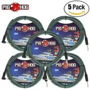 5-PACK Pig Hog PCH10TABR 10FT Right Angle Tahitian Blue Woven Instrument Cable