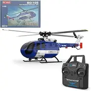 RC Helicopter with Optical Flow Positioning, C186MAX BO105 2.4G 4CH One-Button Takeoff & Landing Modular Batteries Remote Control Helicopter, Military Aircraft for Adults (RTF Version)