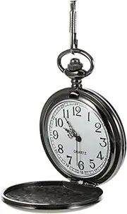 [FOMIYES] Hanging Pocket Watch Pendant for Men and Women Unisex with Engraved Design Stylish Necklace Pocket Watch Present for Dad Father Day