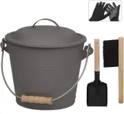 Ash Bucket with Lid, 1.3 Gallon Ash Bucket for Fireplace, Metal Fireplace Bucket