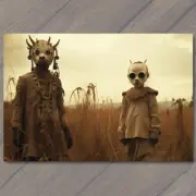 11x17" Weird Creepy Vibe Field Spiked Masks Apocalypse Cult Strange Unusual
