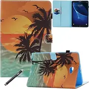 Samsung Galaxy Tab A 10.1 with S Pen Case - Newshine Ultra Slim Lightweight Flip Standing Cover with Card Slots/Stylus Holder for Samsung Galaxy Tab A 10.1 with S Pen SM-P580/P585 - Sunset & Coco Tree
