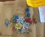 Handprinted Needlepoint Canvas - Floral by Kowhai Tapestries New Zealand