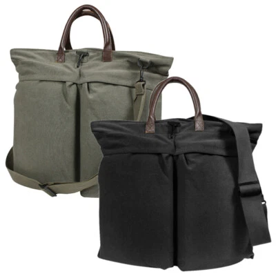 Vintage Military Helmet Bags w/ Leather Handles - Canvas Aviator Helmet Bag