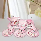 Kids Tea Set Tea Party Set Simulation with Metal Teapots Cups Plates Metal
