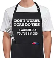 Xornis Funny Apron for Men Women 100% Cotton Adjustable Bib Aprons with 2 Pockets Grilling Grill Kitchen Cooking
