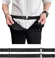 [Fiohiros] 2 Pack Belt Style Shirt Stays for Men Women,Collar Stays Elasticity Tucker for Police Military Shirt Garters