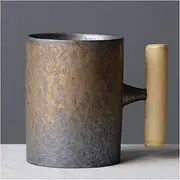 Beer Mug Vintage Ceramic Coffee Mug Tumbler Rust Glaze Tea Milk Beer Mug with Wood Handle Water Cup Home Office Drinkware Beer Mugs (Size : Style-3 B)