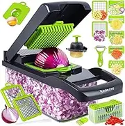 16-in-1 Vegetable Chopper, Multifunctional 16-in-1 Food Choppers Onion Chopper Vegetable Slicer Cutter Dicer Veggie Chopper with 8 Blades,Colander Basket,Container for Salad Potato Carrot Garlic