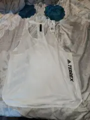 $50 Womens Size XL Adidas Terrex Parley Agravic White Singlet Tank Top Textured