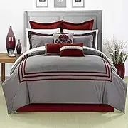 Chic Home 8-Piece Cosmo Embroidered Comforter Set, King, Red
