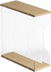 Qianly Vinyl Record Storage Solution for Music Albums and Files, Wood Color 2 Grid