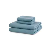 Steel Blue Microfiber Fitted Flat Sheet Set