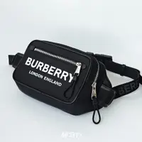 在飛比找蝦皮商城精選優惠-[現貨] BURBERRY 男用 文字LOGO黑色尼龍腰包 