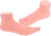 Baluue 2pcs Silicone Foot Mannequin Nail Art Practice Model Fake Foot Display for Acrylic Nails